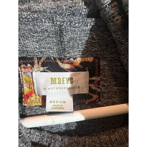 Maeve by Anthropologie Oversized Knit Sweater Turtleneck Sweater Boho Sz M GRAY - Picture 3 of 8